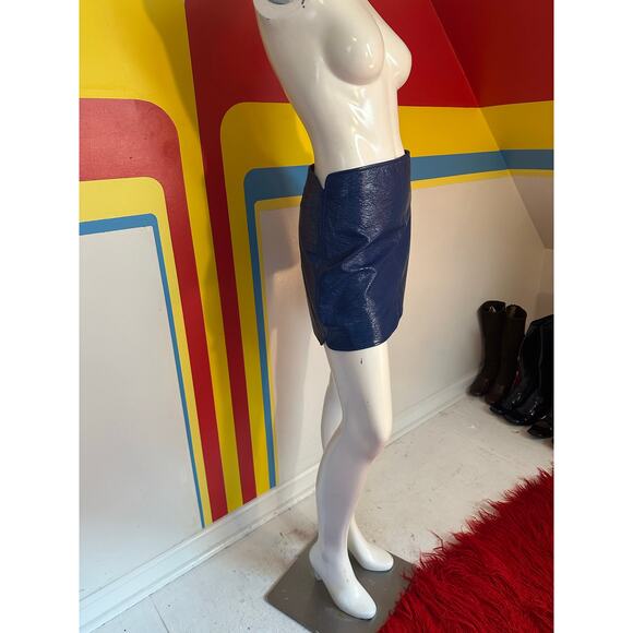 Y2K does 60s vintage Courrèges blue vinyl mini skirt s m designer space age - Picture 5 of 9